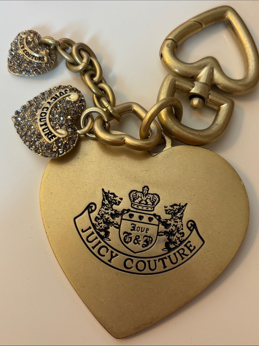 Juicy Couture Gold Heart Logo Keychain Bag Charm